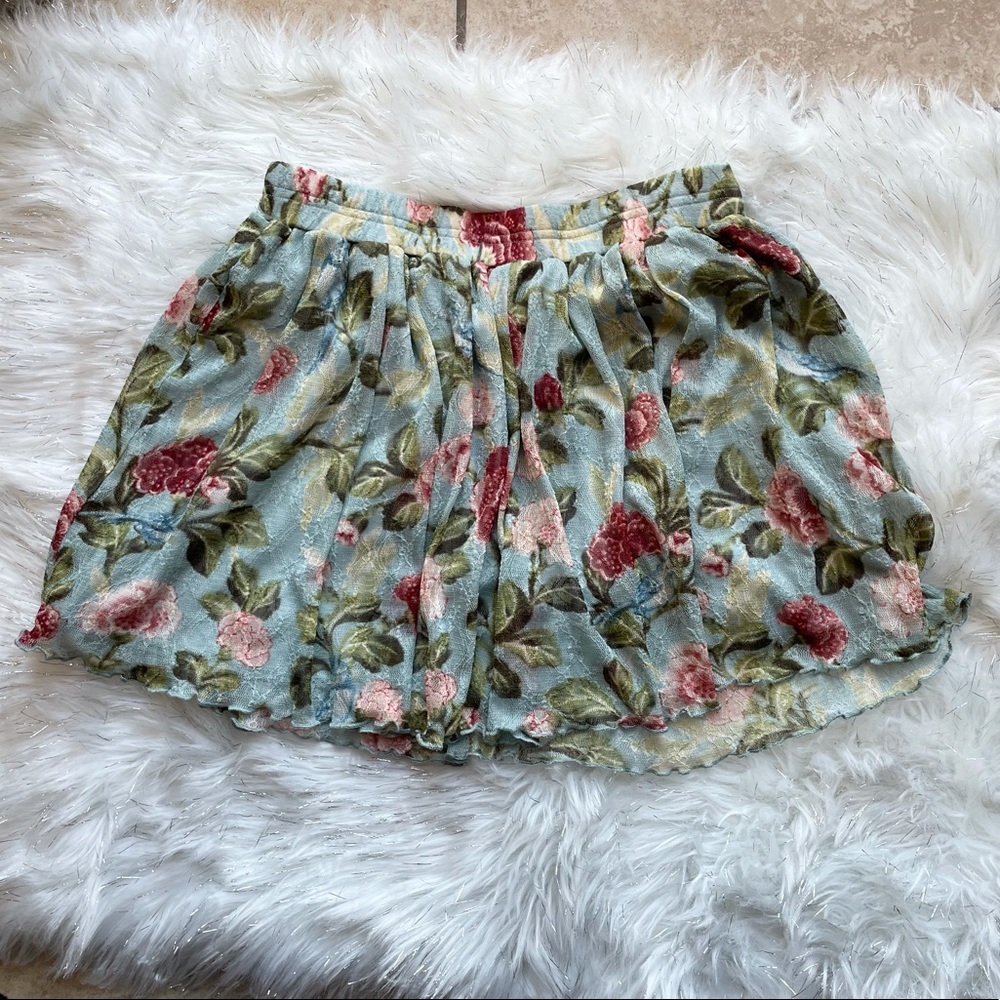 Ralph Lauren Floral Mini Skirt in Blue and Pink